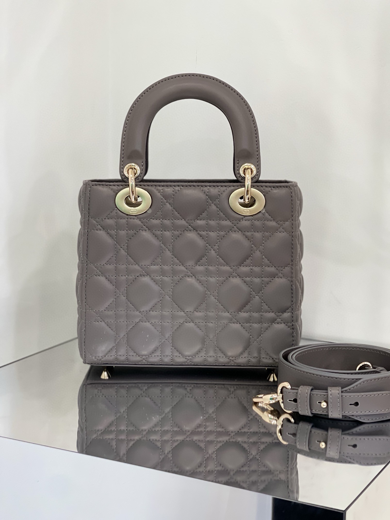 Dior Small Lady Dior My ABCDior Bag in Steel Grey Lambskin 577