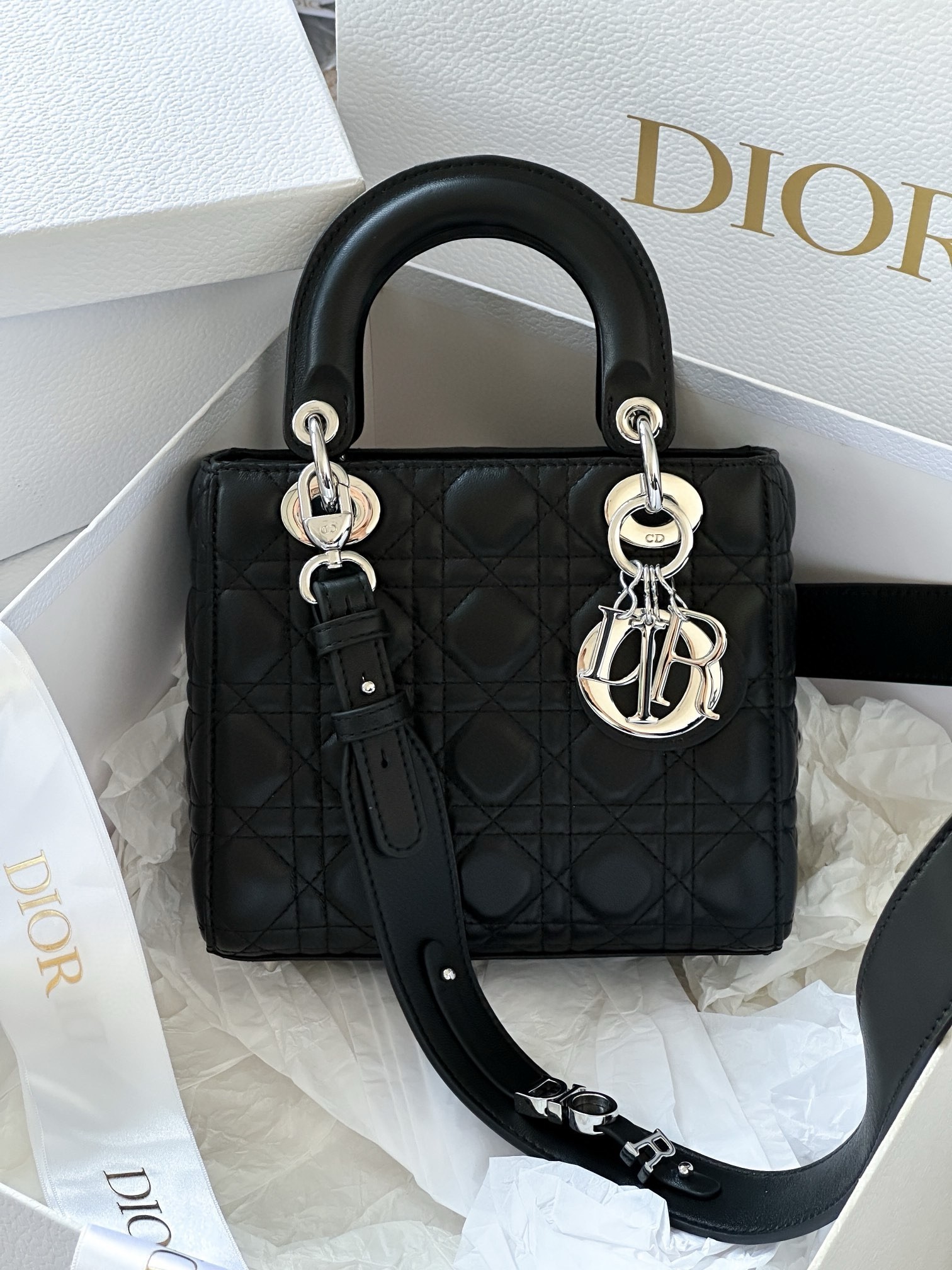 Dior Small Lady Dior My ABCDior Bag in Noir Lambskin 685