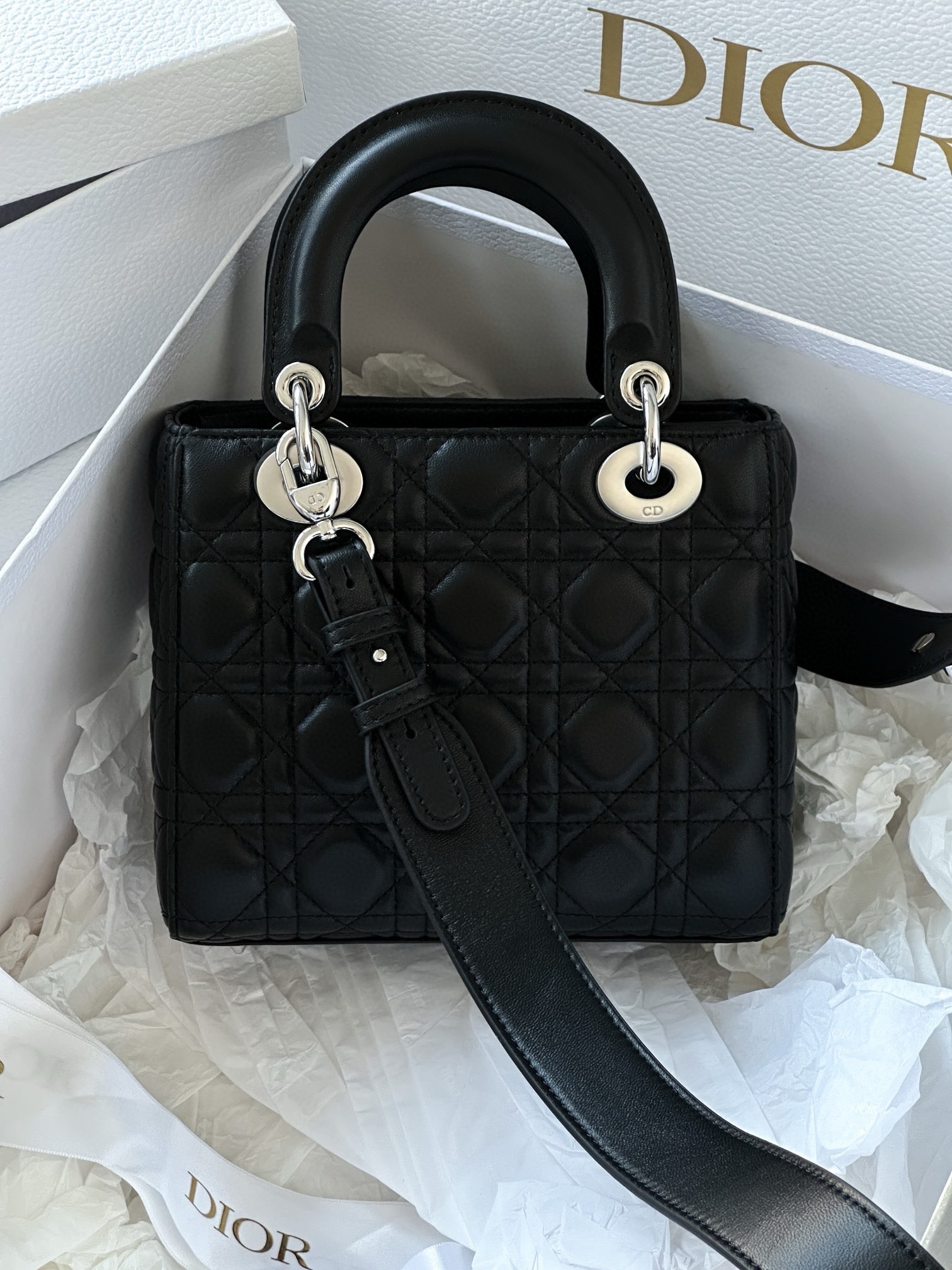 Dior Small Lady Dior My ABCDior Bag in Noir Lambskin 685