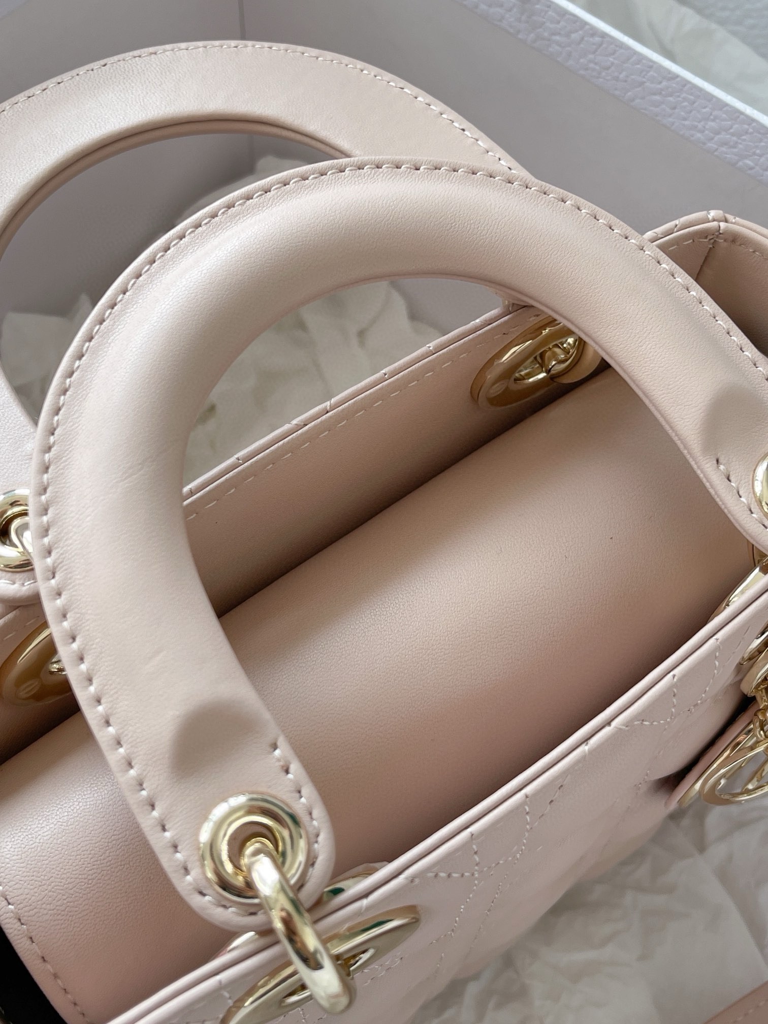 Dior Small Lady Dior My ABCDior Bag in Powder Pink Lambskin 721