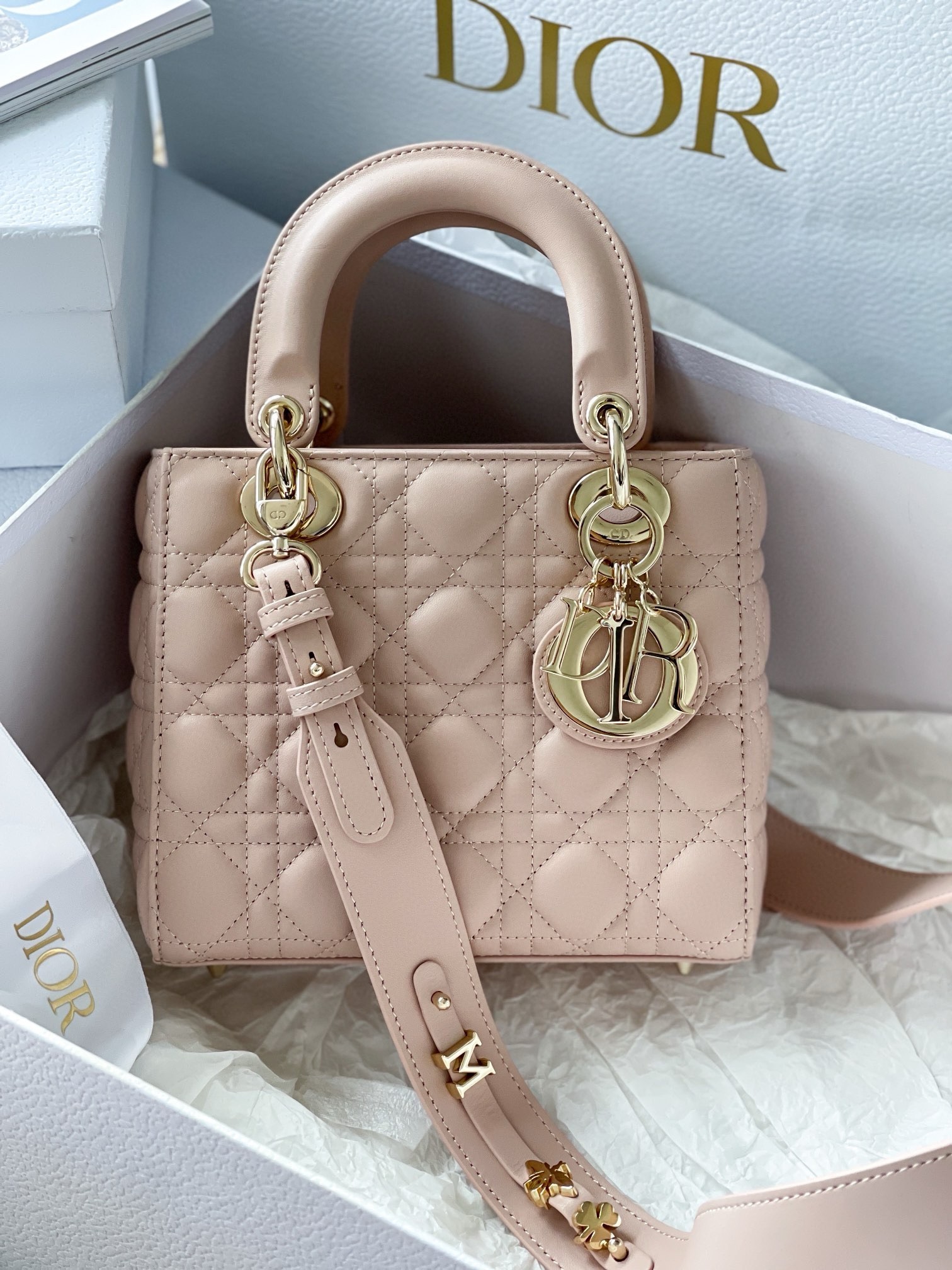 Dior Small Lady Dior My ABCDior Bag in Powder Pink Lambskin 721