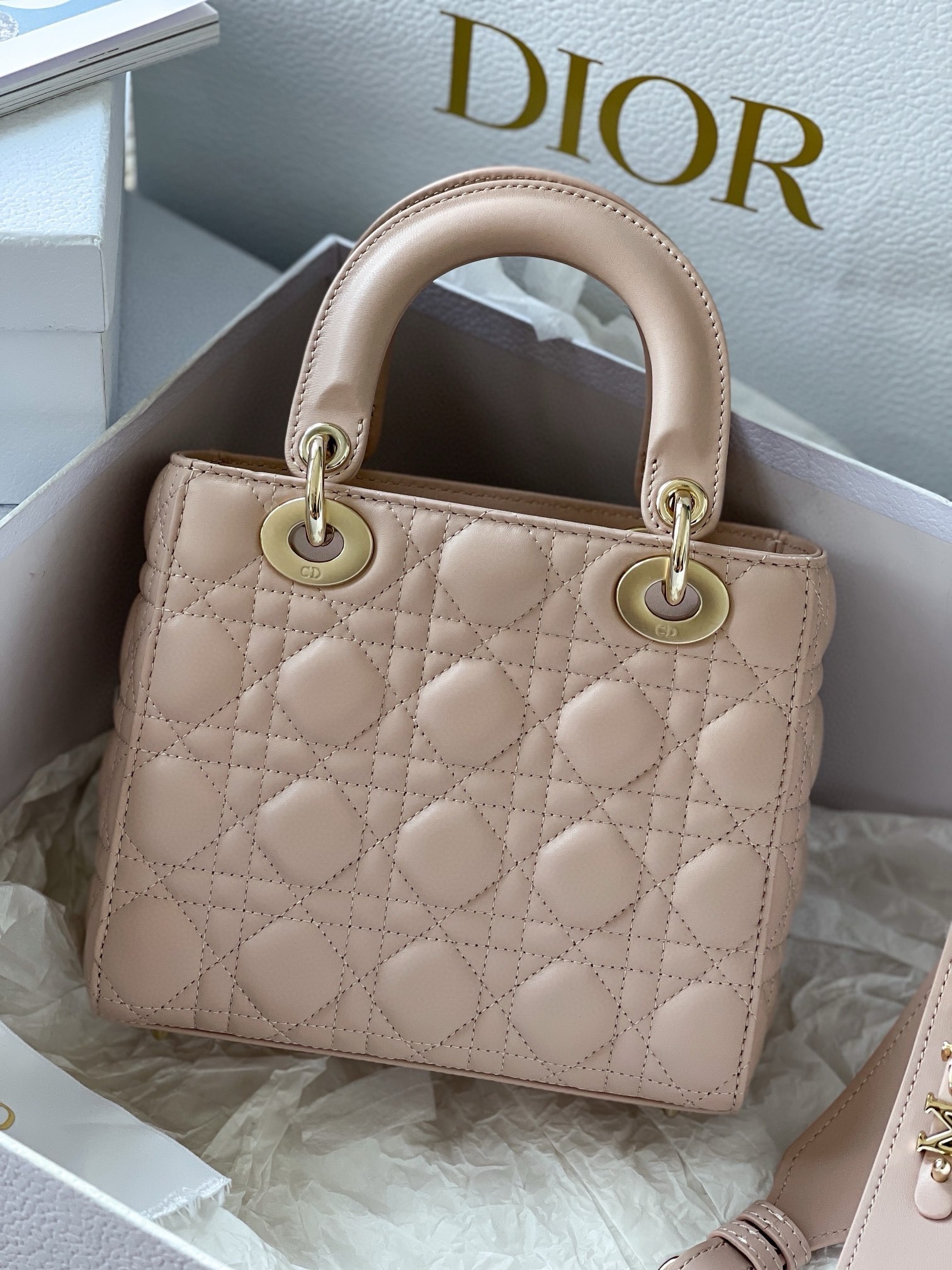 Dior Small Lady Dior My ABCDior Bag in Powder Pink Lambskin 721