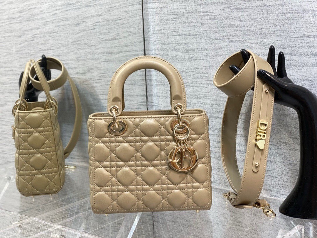 Dior Small Lady Dior My ABCDior Bag in Sand Lambskin 747