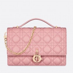 Dior Miss Dior Top Handle Bag in Melocoton Pink Cannage Lambskin 314