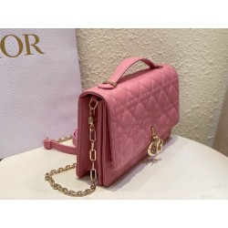 Dior Miss Dior Top Handle Bag in Melocoton Pink Cannage Lambskin 314