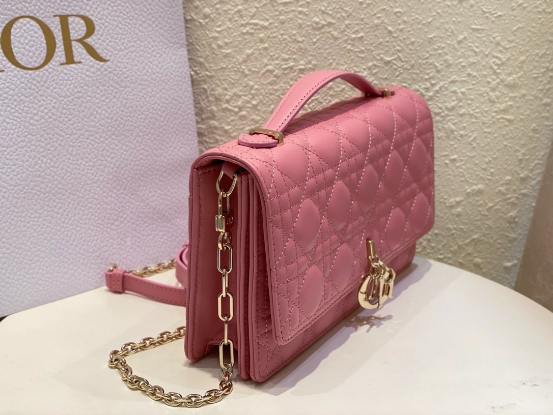 Dior Miss Dior Top Handle Bag in Melocoton Pink Cannage Lambskin 314