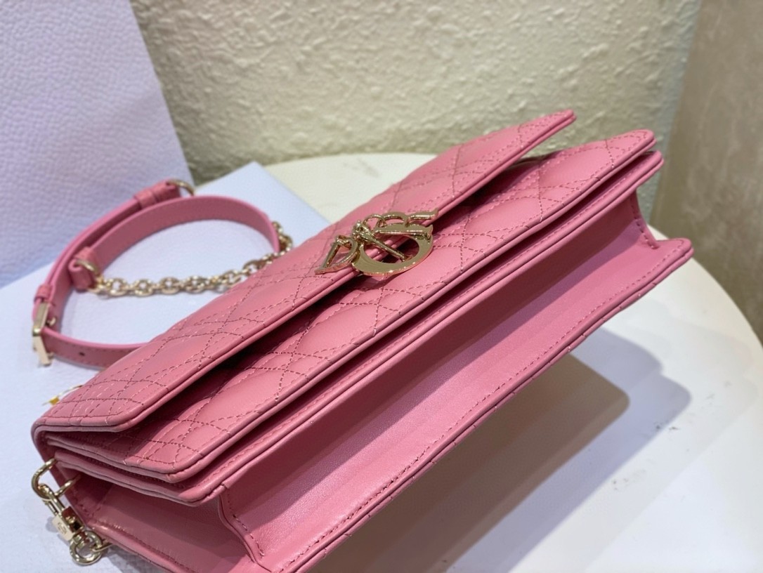 Dior Miss Dior Top Handle Bag in Melocoton Pink Cannage Lambskin 314