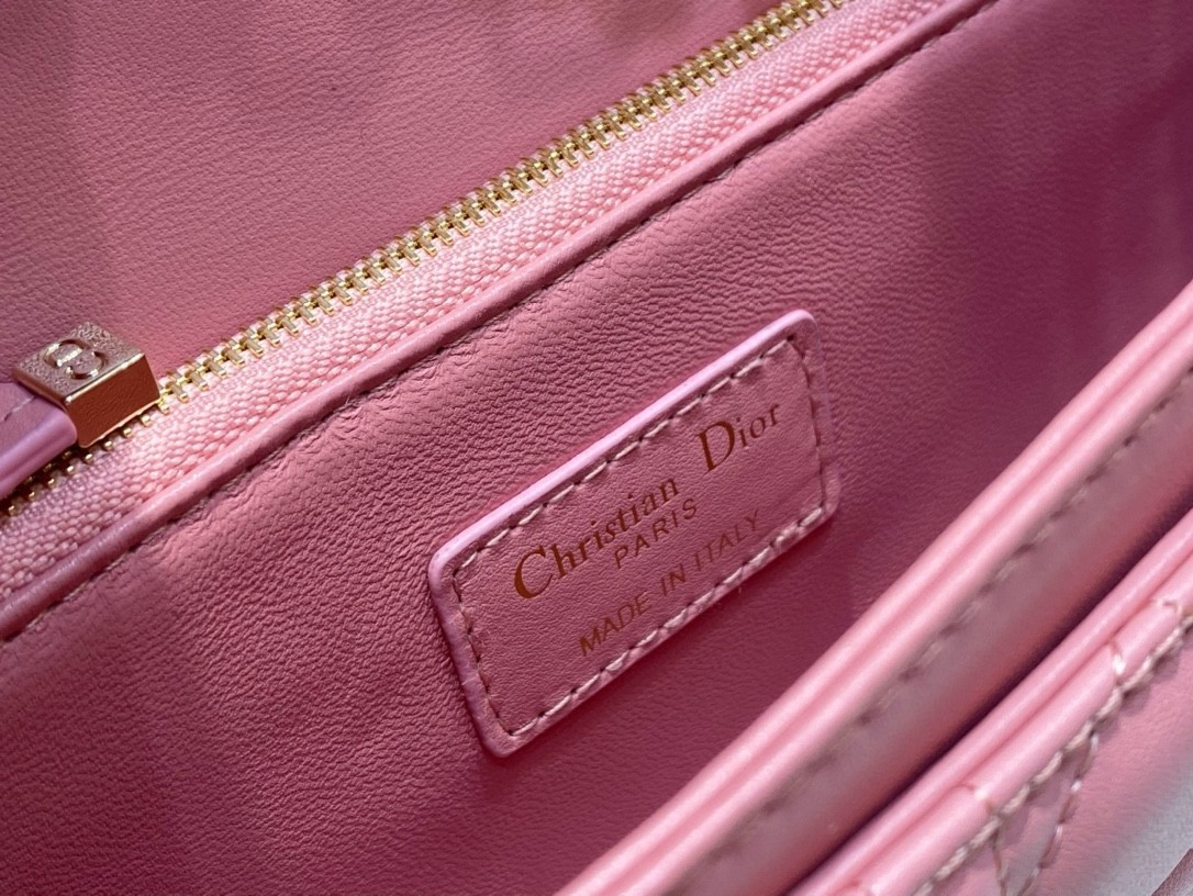 Dior Miss Dior Top Handle Bag in Melocoton Pink Cannage Lambskin 314