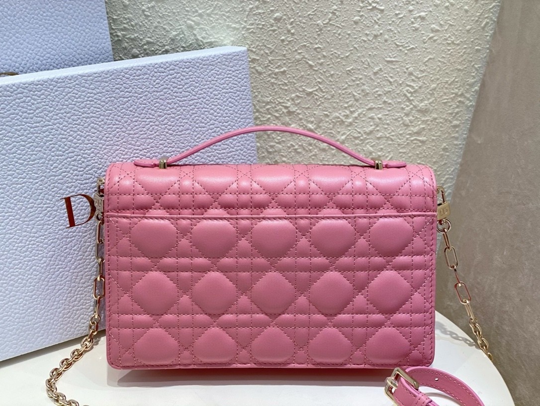 Dior Miss Dior Top Handle Bag in Melocoton Pink Cannage Lambskin 314