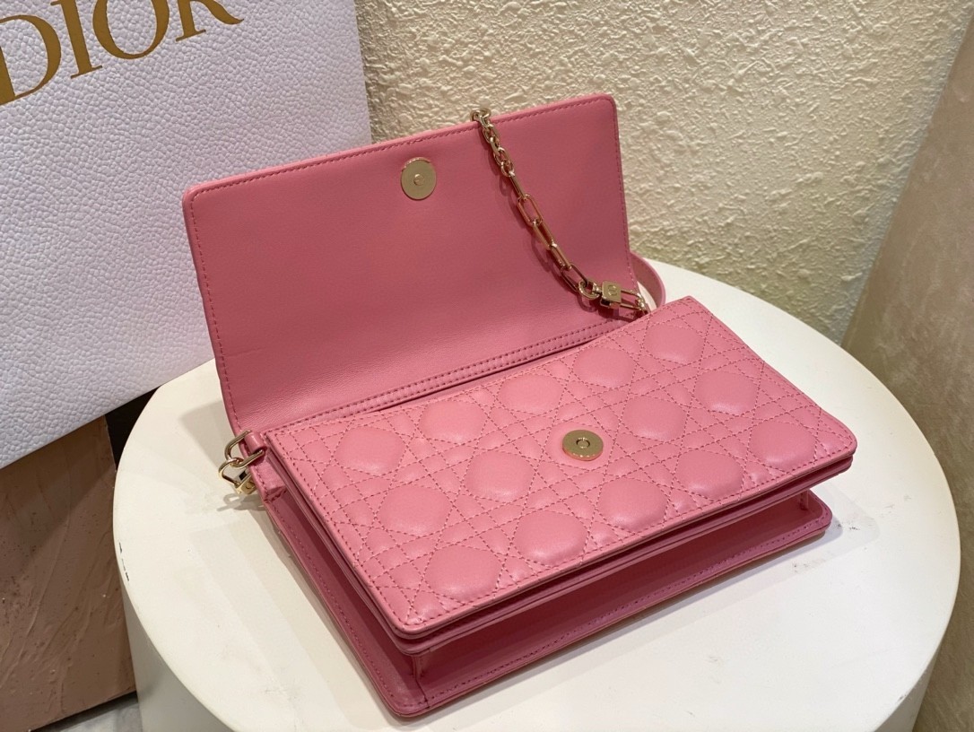 Dior Miss Dior Top Handle Bag in Melocoton Pink Cannage Lambskin 314