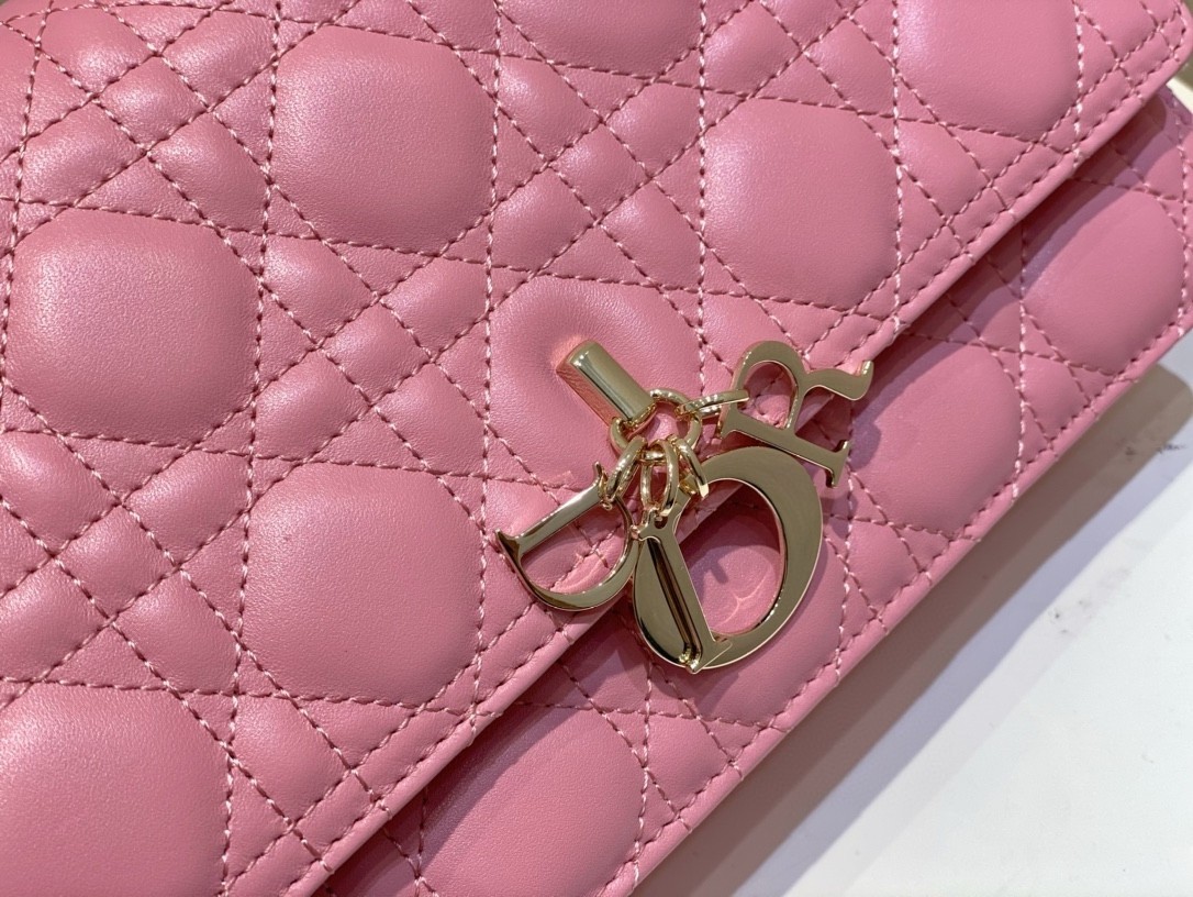 Dior Miss Dior Top Handle Bag in Melocoton Pink Cannage Lambskin 314