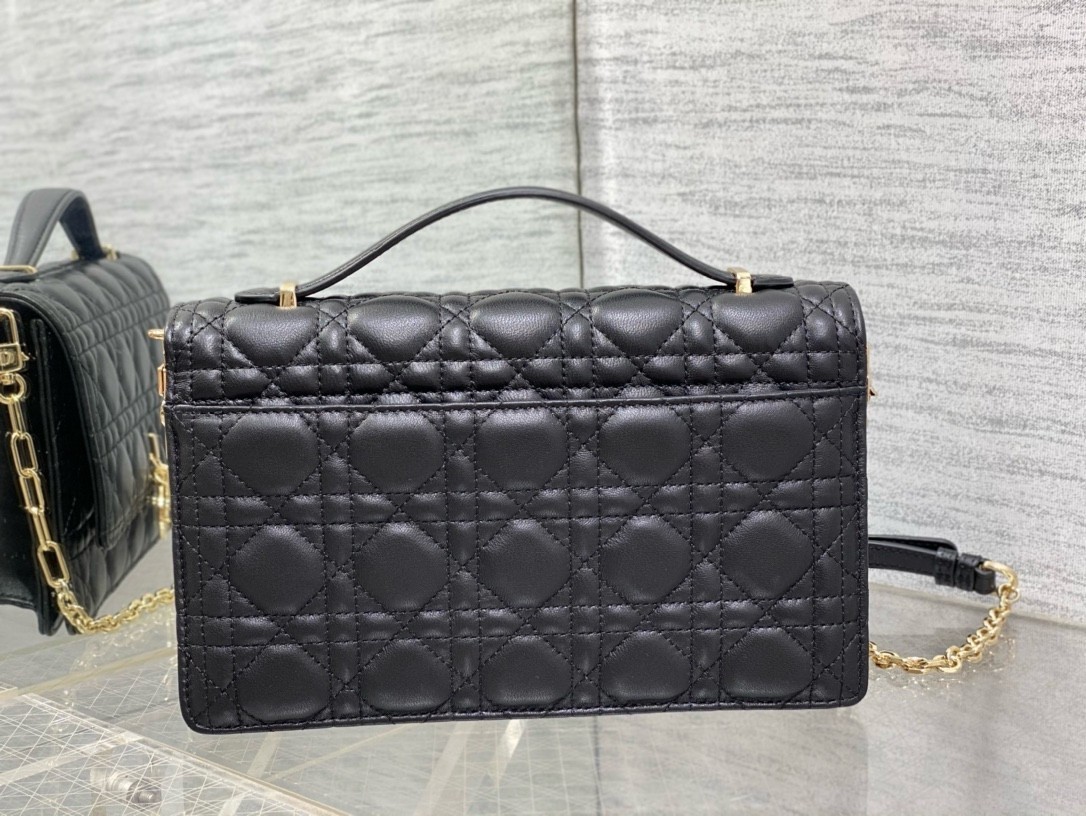 Dior Miss Dior Top Handle Bag in Black Cannage Lambskin 354