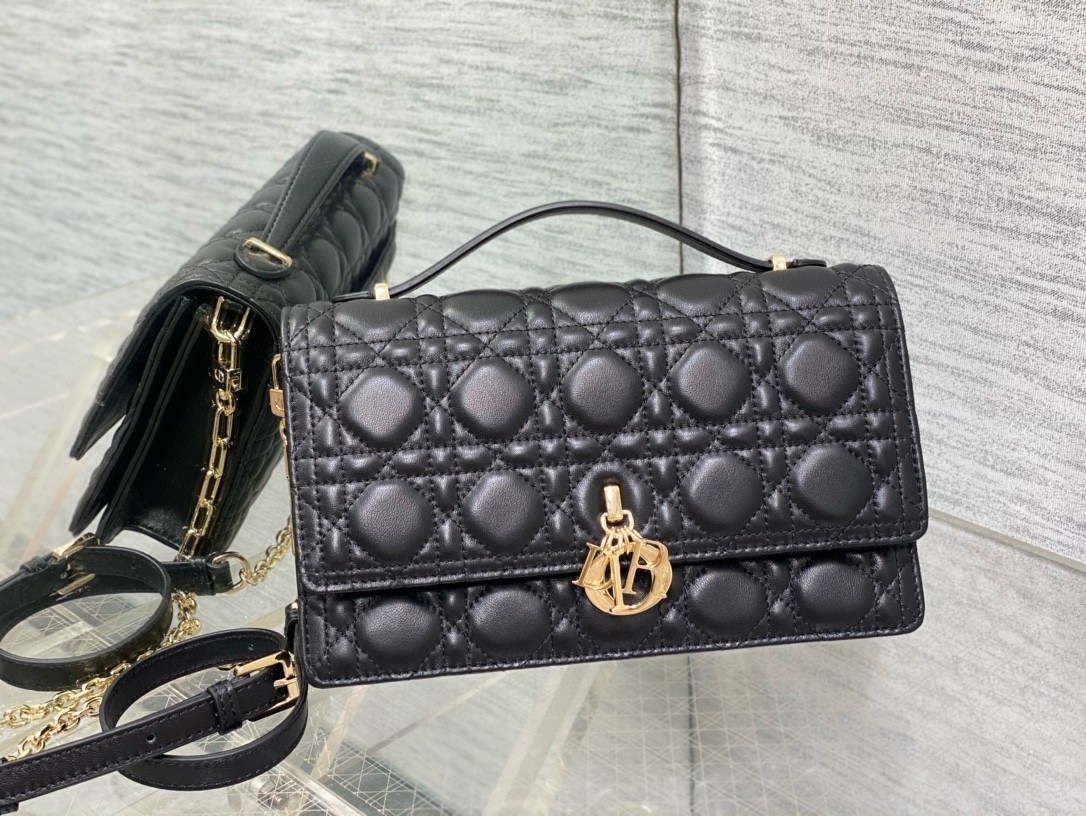 Dior Miss Dior Top Handle Bag in Black Cannage Lambskin 354