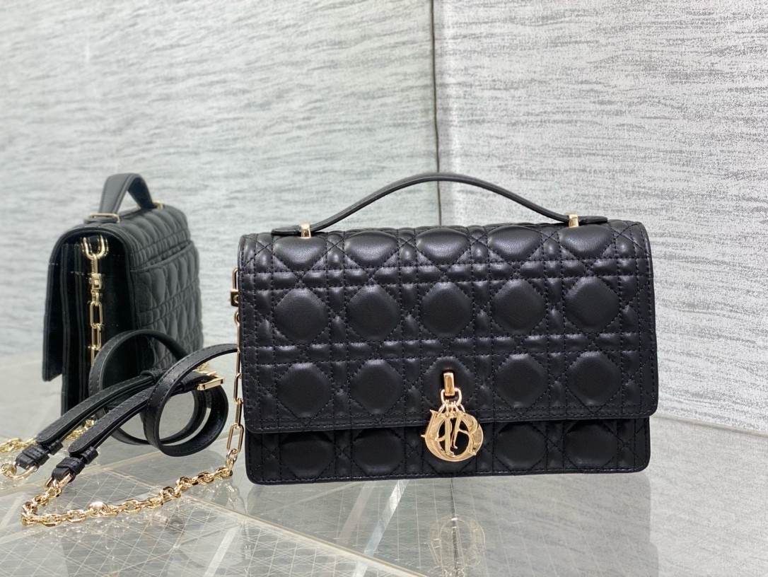 Dior Miss Dior Top Handle Bag in Black Cannage Lambskin 354