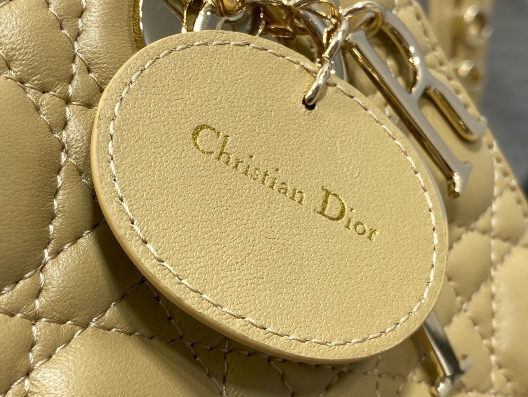 Dior Small Lady Dior My ABCDior Bag in Pastel Yellow Lambskin 460