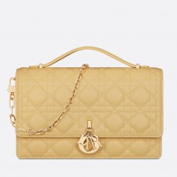 Dior Miss Dior Top Handle Bag in Pastel Yellow Cannage Lambskin 491