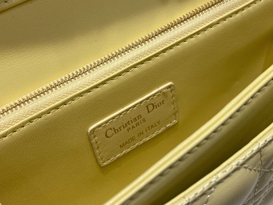 Dior Miss Dior Top Handle Bag in Pastel Yellow Cannage Lambskin 491