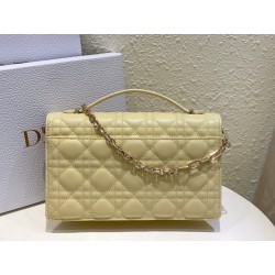 Dior Miss Dior Top Handle Bag in Pastel Yellow Cannage Lambskin 491