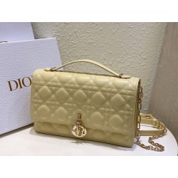 Dior Miss Dior Top Handle Bag in Pastel Yellow Cannage Lambskin 491