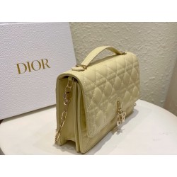 Dior Miss Dior Top Handle Bag in Pastel Yellow Cannage Lambskin 491