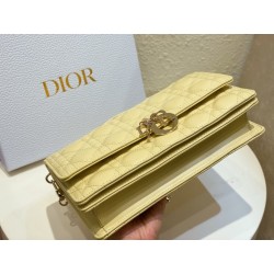 Dior Miss Dior Top Handle Bag in Pastel Yellow Cannage Lambskin 491