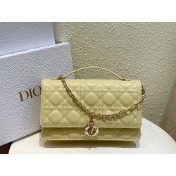 Dior Miss Dior Top Handle Bag in Pastel Yellow Cannage Lambskin 491