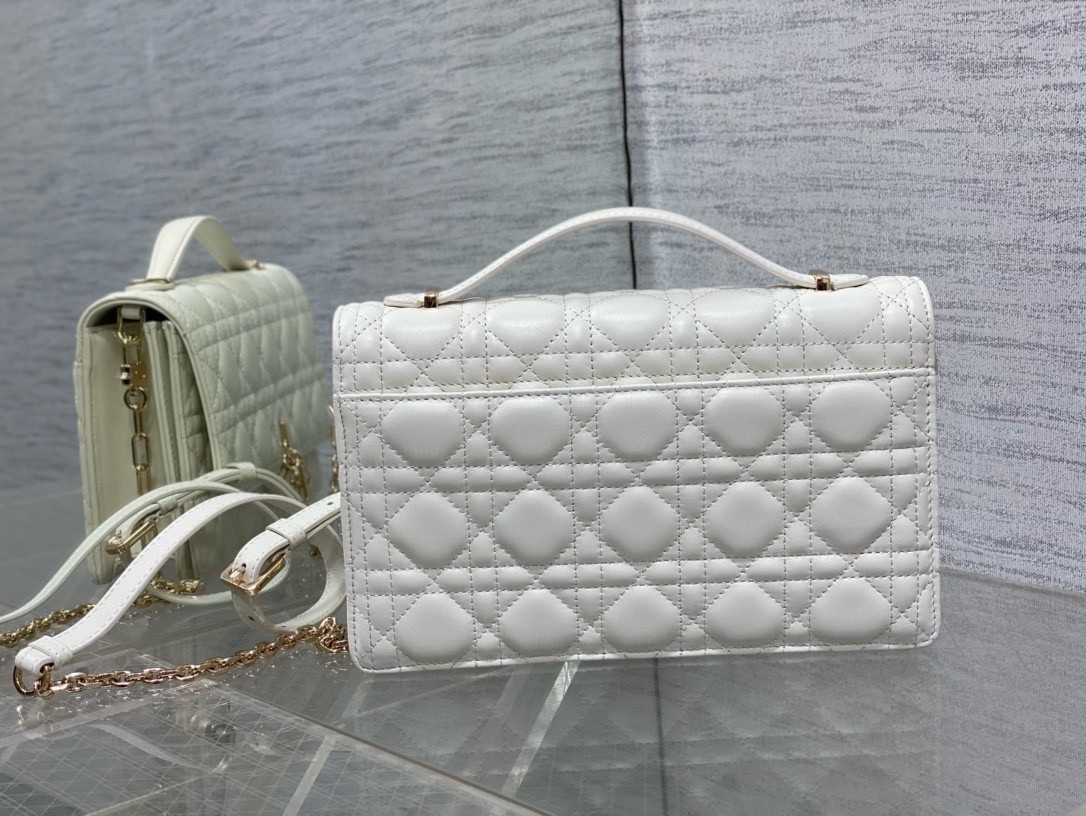 Dior Miss Dior Top Handle Bag in White Cannage Lambskin 835