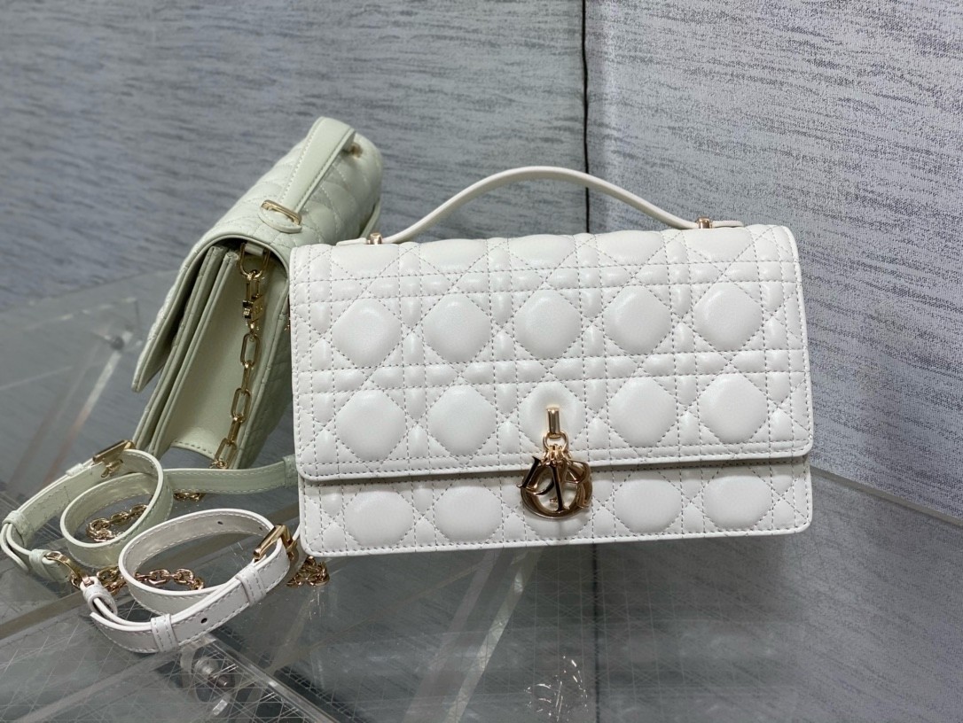 Dior Miss Dior Top Handle Bag in White Cannage Lambskin 835