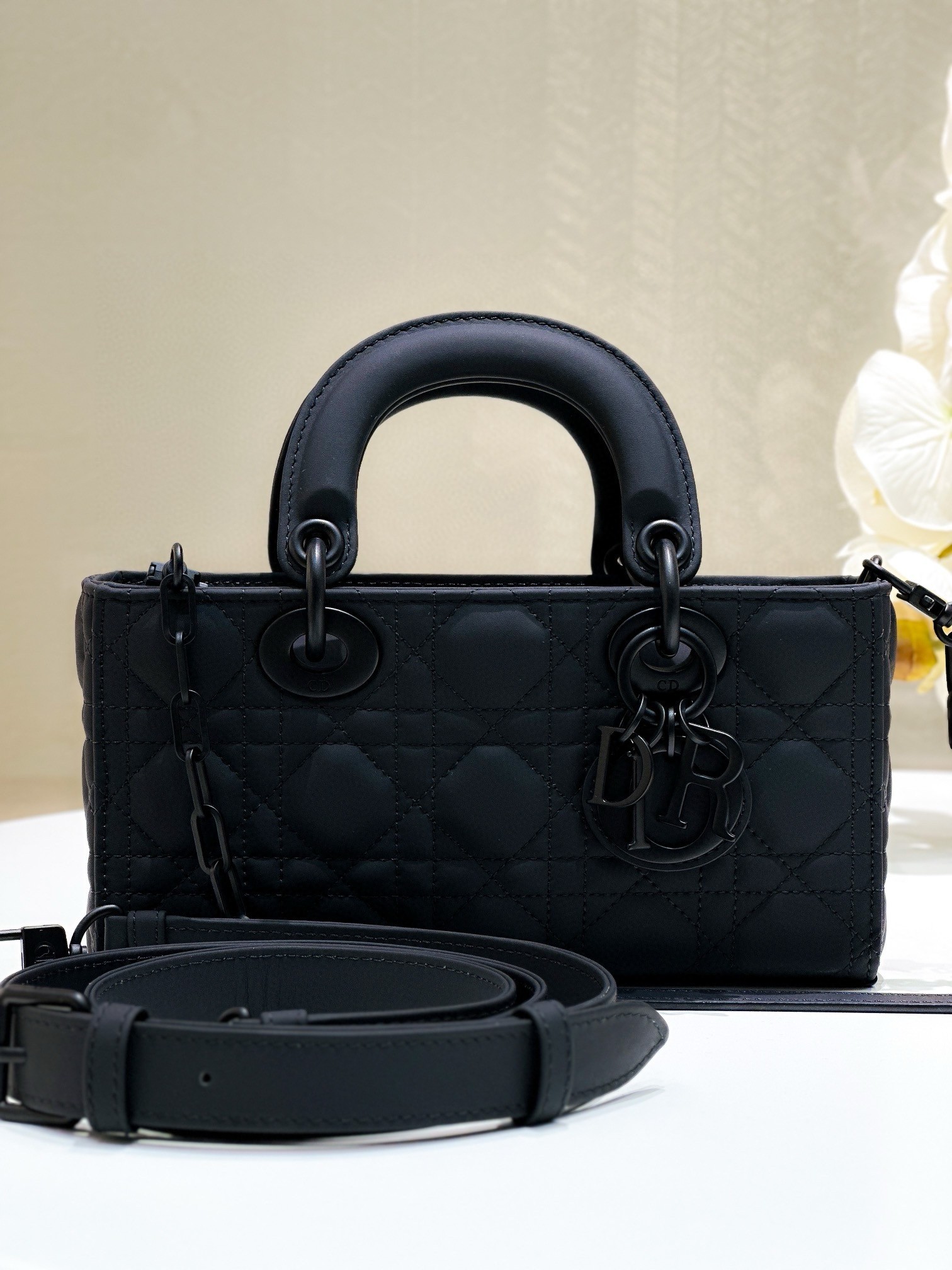 Dior Lady D-Joy Small Bag in Black Ultramatte Calfskin 011