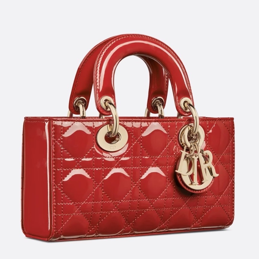 Dior Lady D-Joy Small Bag in Red Patent Calfskin 068