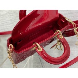 Dior Lady D-Joy Small Bag in Red Patent Calfskin 068