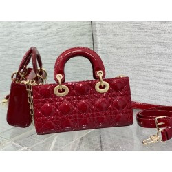 Dior Lady D-Joy Small Bag in Red Patent Calfskin 068