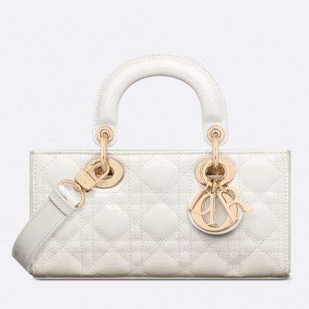 Dior Lady D-Joy Small Bag in White Patent Calfskin 099