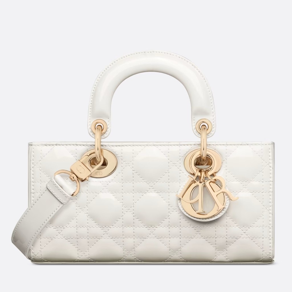 Dior Lady D-Joy Small Bag in White Patent Calfskin 099