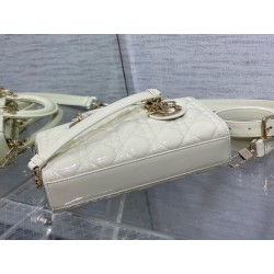 Dior Lady D-Joy Small Bag in White Patent Calfskin 099