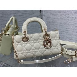 Dior Lady D-Joy Small Bag in White Patent Calfskin 099