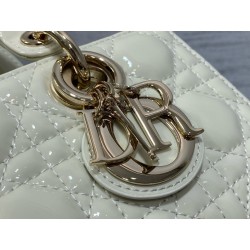 Dior Lady D-Joy Small Bag in White Patent Calfskin 099