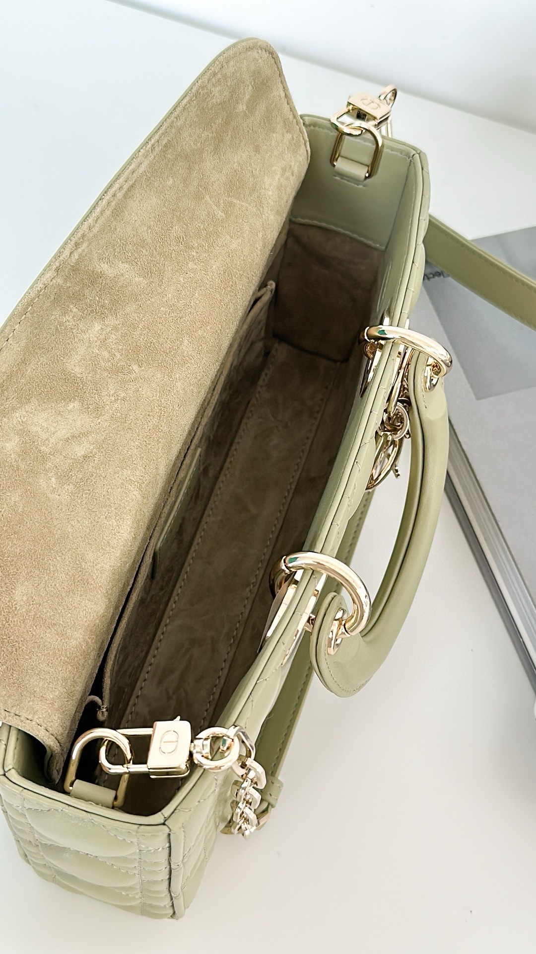 Dior Lady D-Joy Medium Bag In Ethereal Green Cannage Lambskin 205