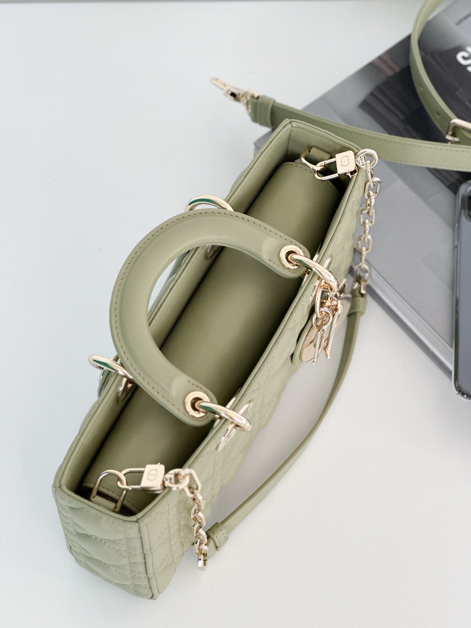 Dior Lady D-Joy Medium Bag In Ethereal Green Cannage Lambskin 205