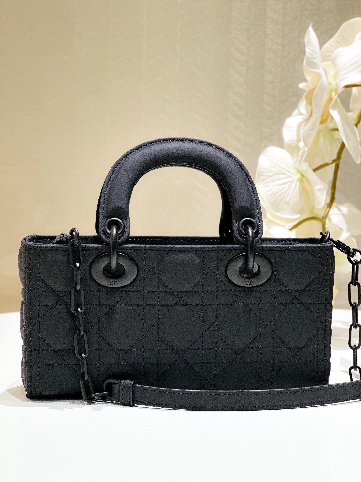 Dior Lady D-Joy Medium Bag in Black Ultramatte Calfskin 241