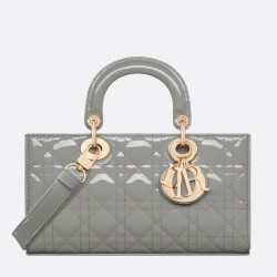 Dior Lady D-Joy Medium Bag in Grey Patent Cannage Calfskin 277