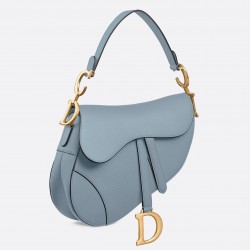 Dior Saddle Bag In Sky Blue Grained Calfskin 627