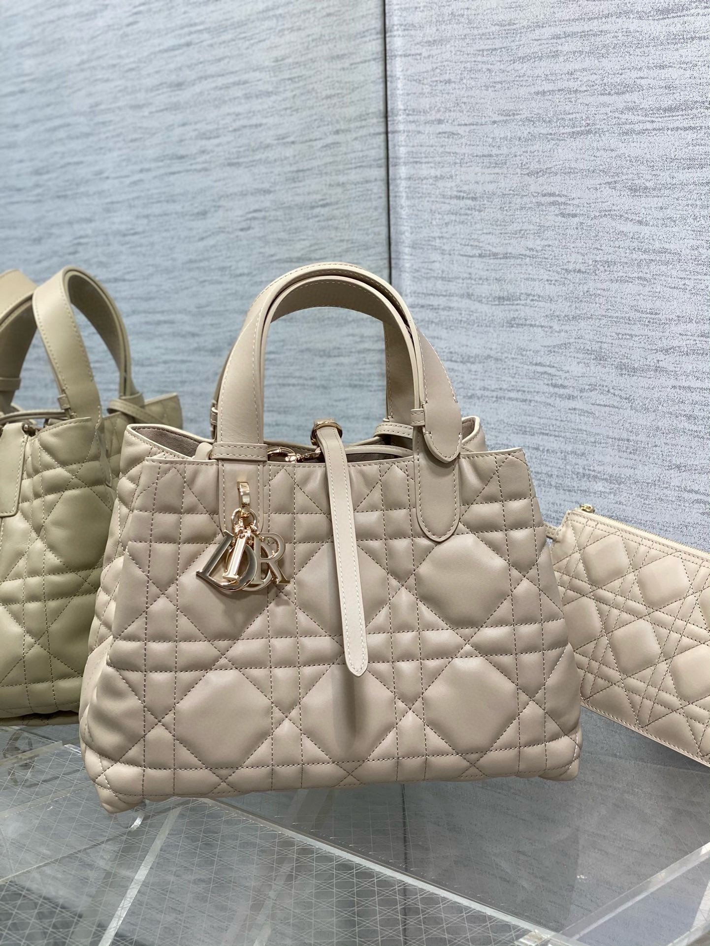 Dior Toujours Medium Bag in Beige Macrocannage Calfskin 116