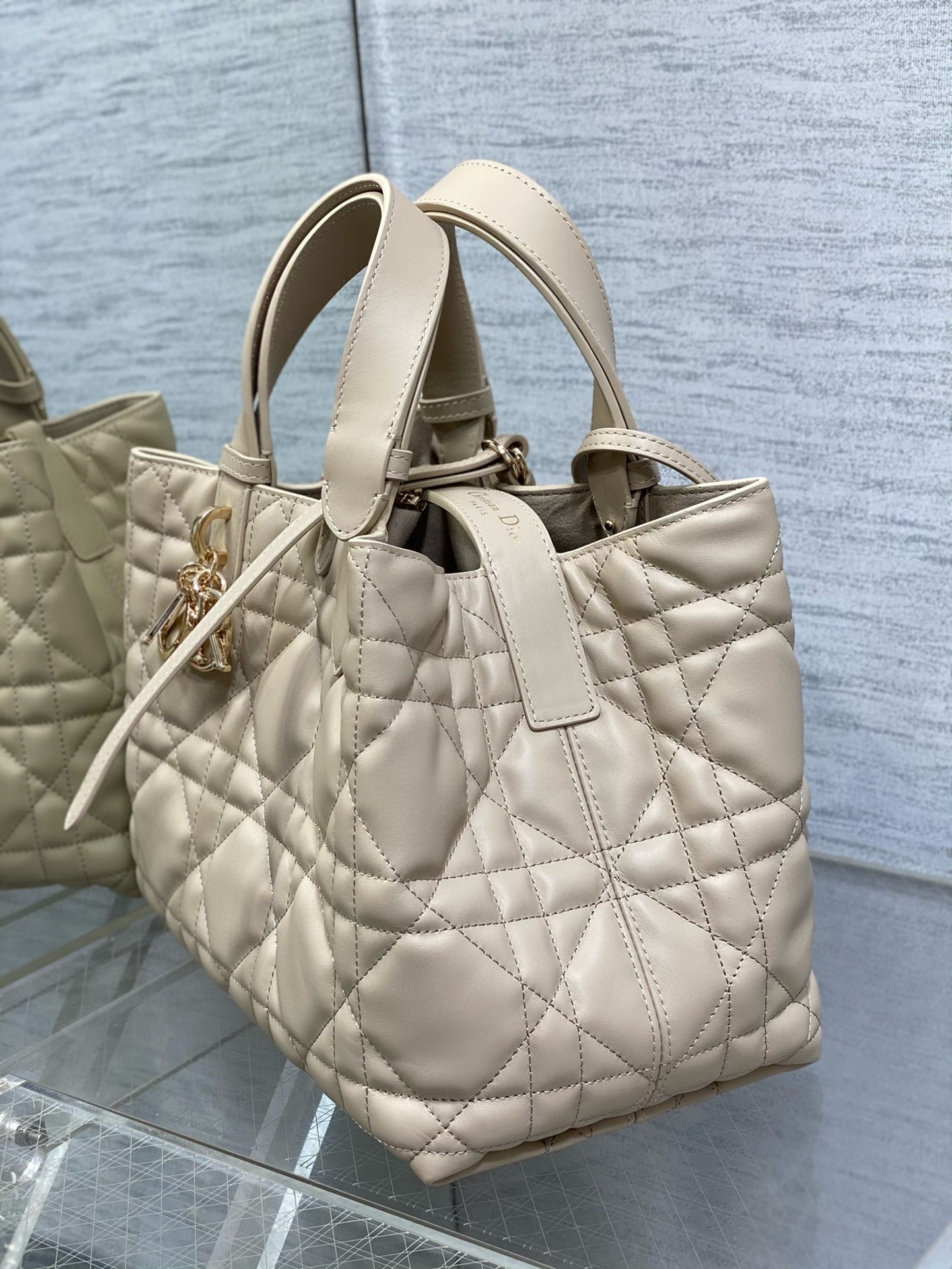 Dior Toujours Medium Bag in Beige Macrocannage Calfskin 116