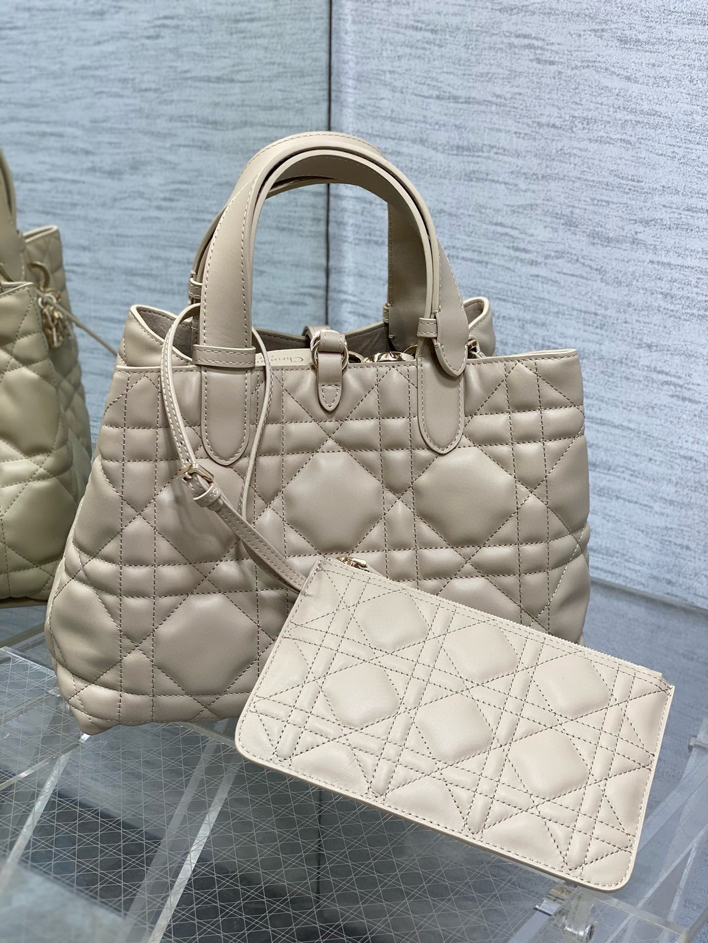 Dior Toujours Medium Bag in Beige Macrocannage Calfskin 116