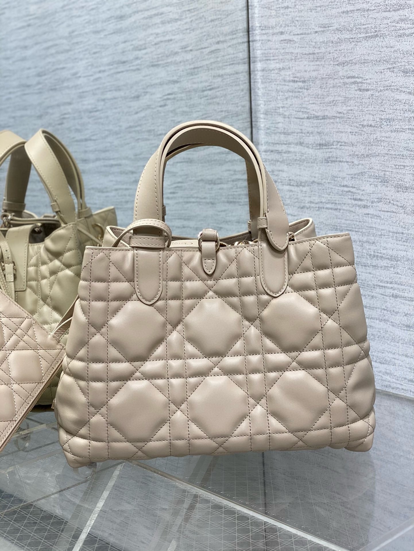 Dior Toujours Medium Bag in Beige Macrocannage Calfskin 116