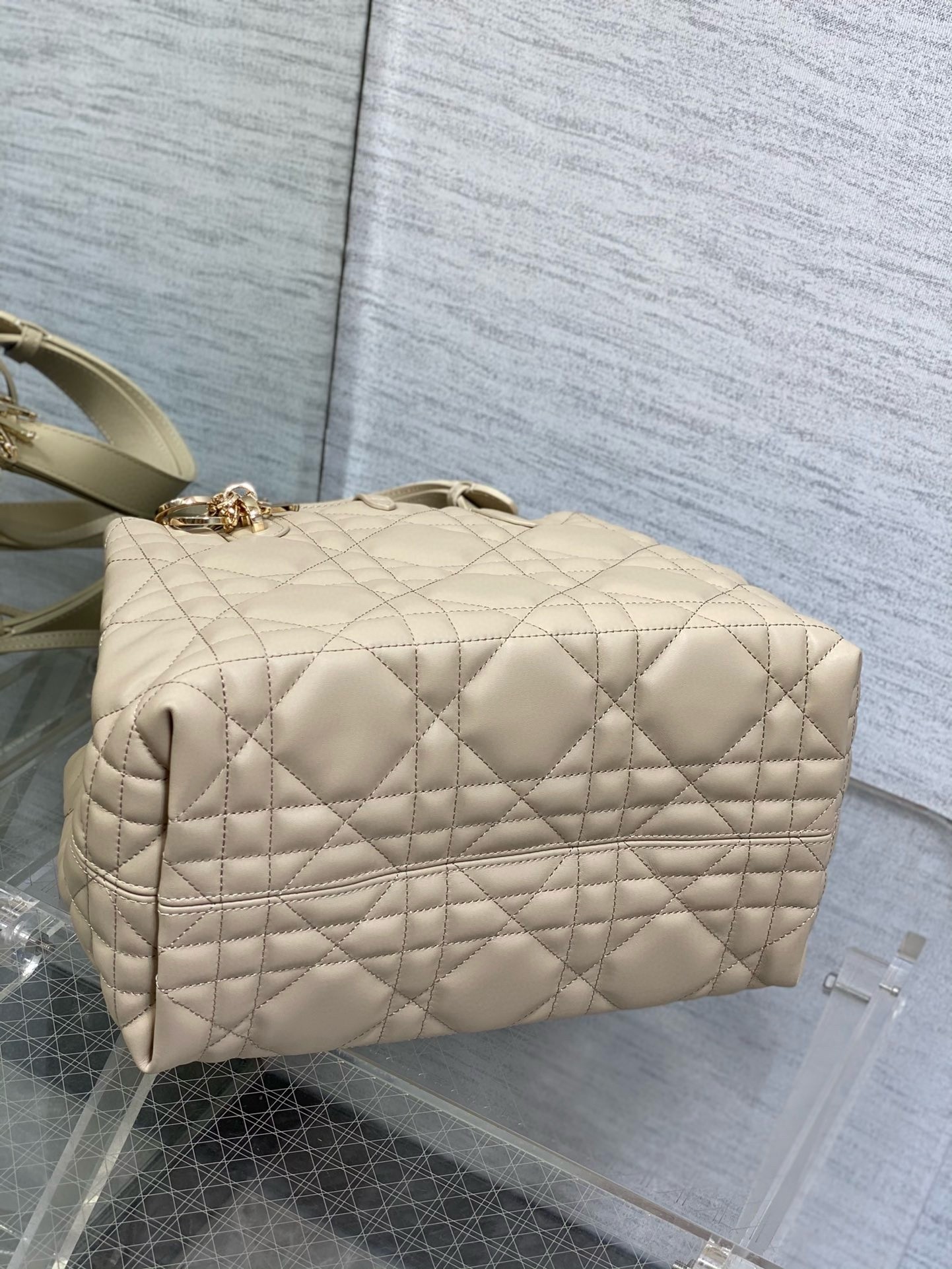 Dior Toujours Medium Bag in Beige Macrocannage Calfskin 116