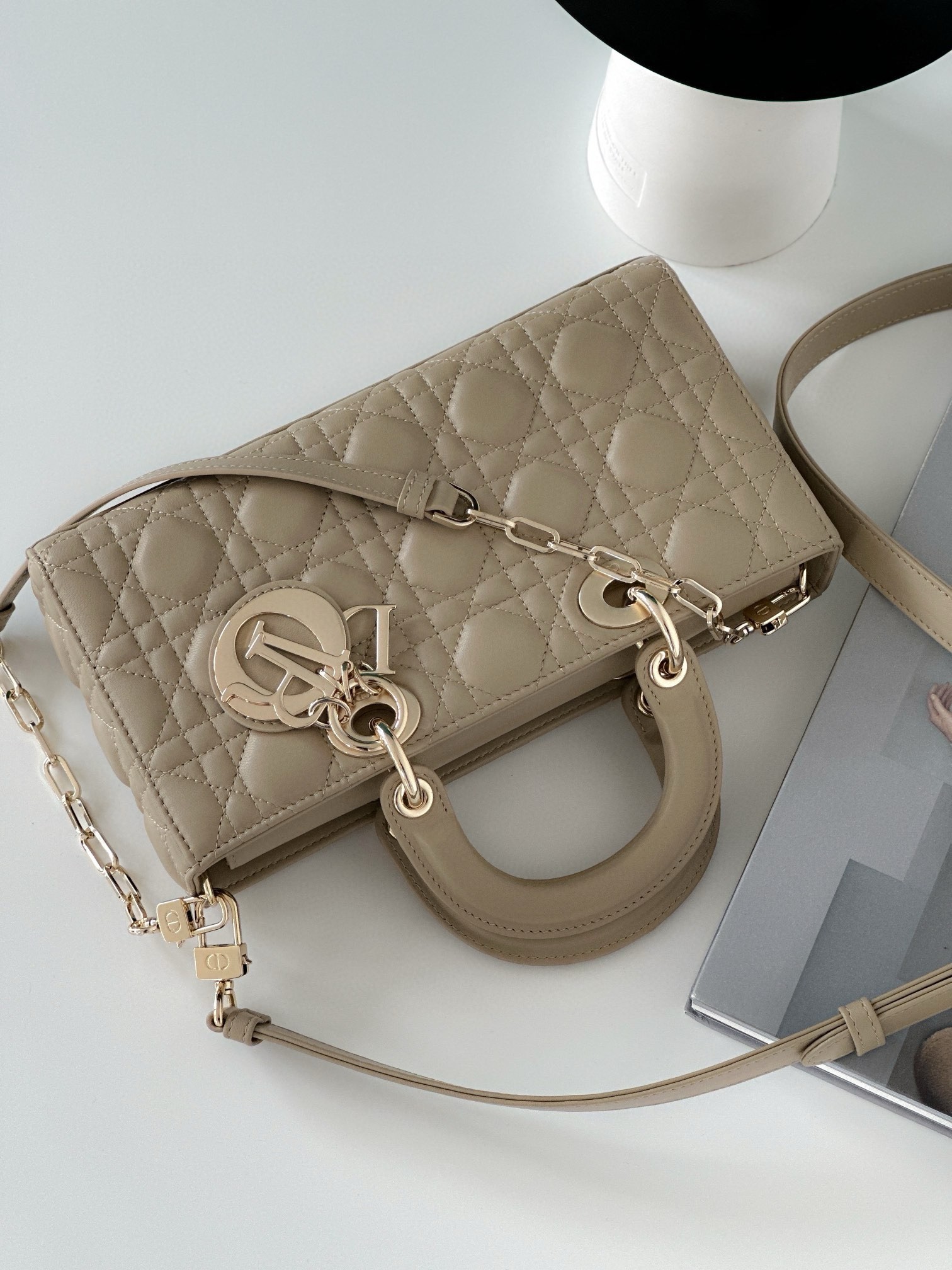 Dior Lady D-Joy Medium Bag In Sand Cannage Lambskin 192