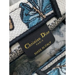 Dior Mini Book Tote with Strap in Blue Toile de Jouy Mexico Embroidery 206