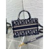 Dior Mini Book Tote with Strap in Blue Dior Oblique Embroidery 234